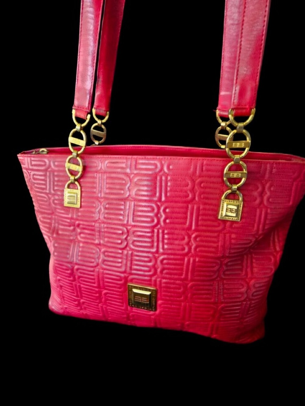 BALENCIAGA RED HANDBAG, BALENCIAGA BB Kumkang Leather Bag